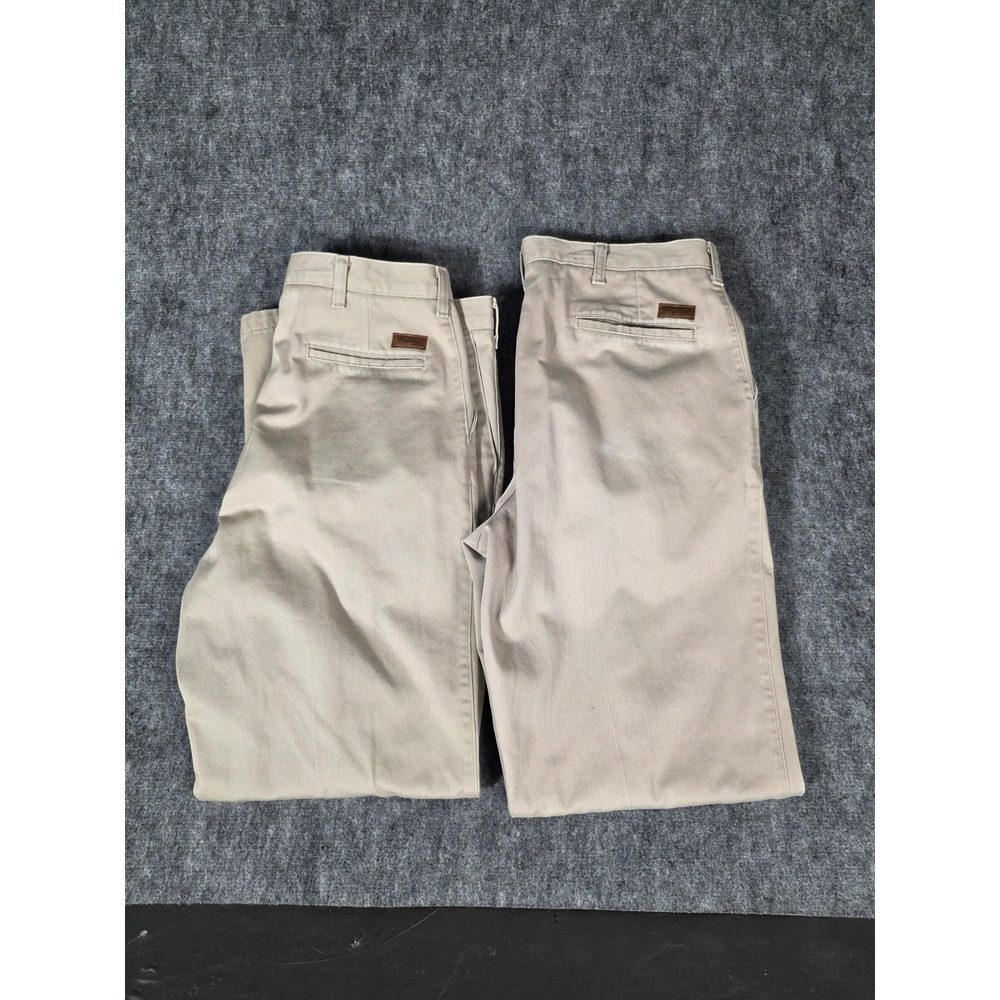 Mens Pants Lot 2 Rugged Wear 36x32 Khaki Relaxed Chinos Twill Wrangler 37799KH